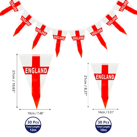 England St George Flags 30 Pack Double Sided Triangle