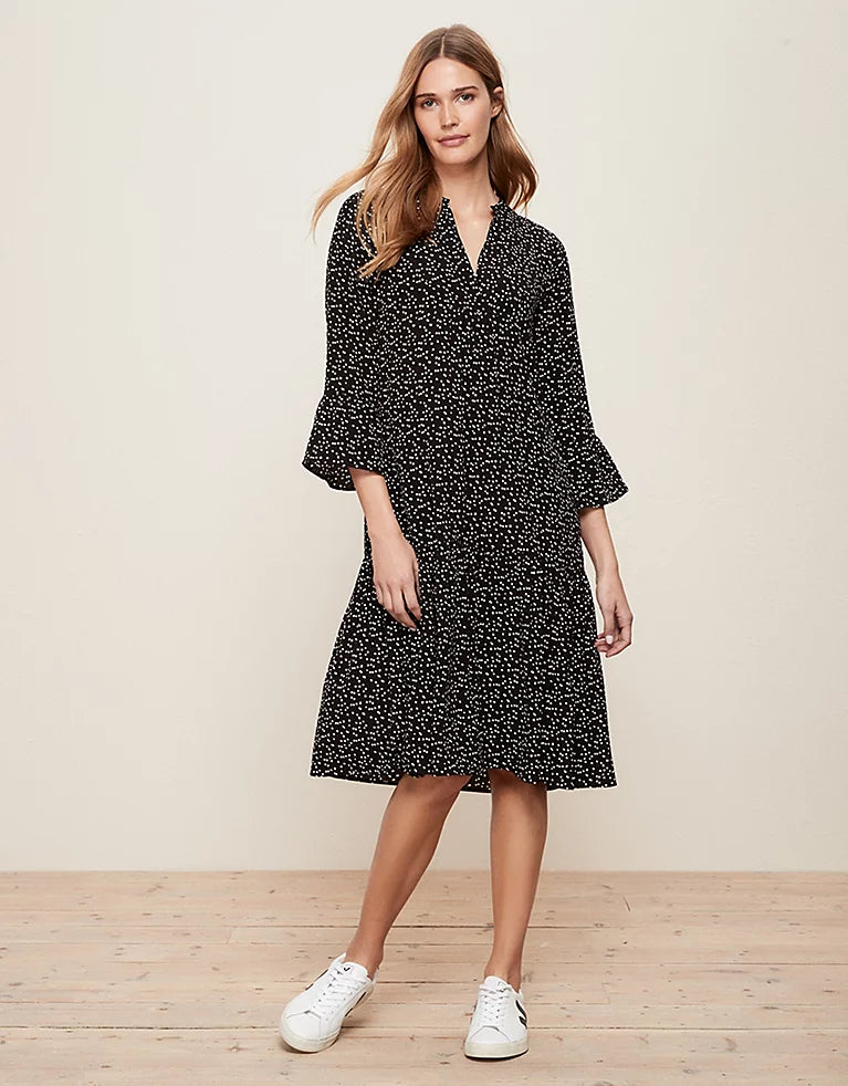 Spot Print Tiered Midi Dress